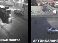 Afyonkarahisar’da mobese kameralarına ilginç kaza görüntüleri yansıdı