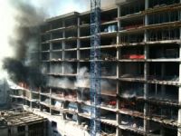 Park Otel inşaatında  yangın çıktı.