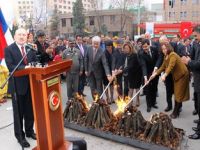 Nevruz ateşinden atlarken çarpışan kadının saçları yandı