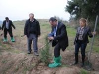 Rektör ve öğrenciler fidan dikti