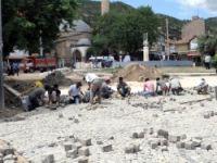 Tarihi Bedesten Meydanı'nda üst yapı çalışmaları başladı